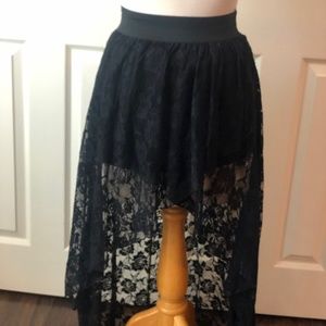 Goddess High Low Black Lace Skirt